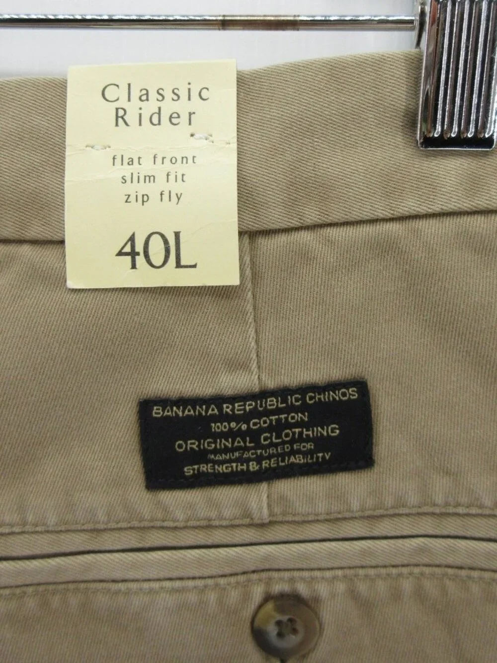 VINTAGE Banana Republic Pants 40 L Khaki Classic Rider Slim 40X34 NEW